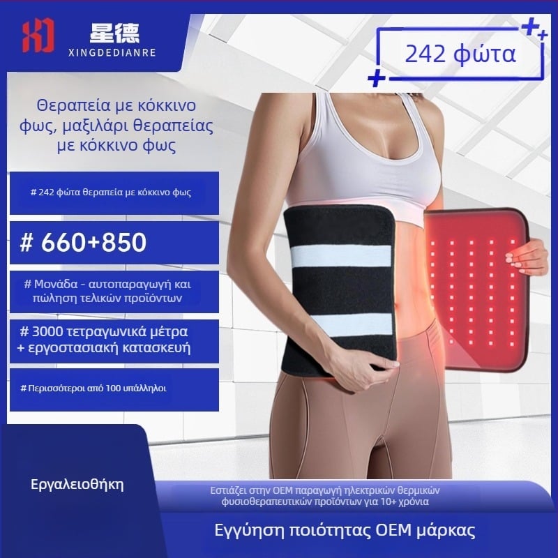 LED κουβέρτα θεραπείας με φως — 12V, 28W, θέρμανση έως 55°C, εύρος θερμοκρασίας 45–55°C, CE πιστοποιημένο; ζώνες φροντίδας γόνατος, ώμου, μέσης