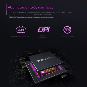 Daryo L.M125 ενσύρματο gaming ποντίκι με USB - 7 πλήκτρα, 4000 DPI οπτικός αισθητήρας, εργονομικός σχεδιασμός