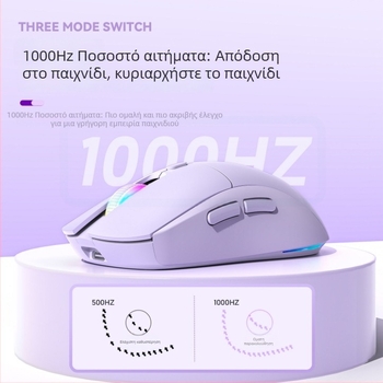 Ποντίκι οπτικό με τρία λειτουργικά μοτίβα σύνδεσης: USB ενσύρματο, 2.4G και Bluetooth; επαναφορτιζόμενη μπαταρία; έως 12000 DPI; 6 πλήκτρα