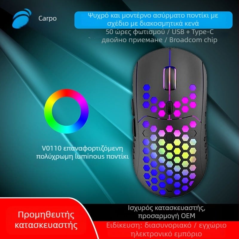 Οπτικό Ασύρματο Ποντίκι 2.4GHz με Type-C Διπλό Δέκτη, USB, 6 Πλήκτρα, 1600dpi