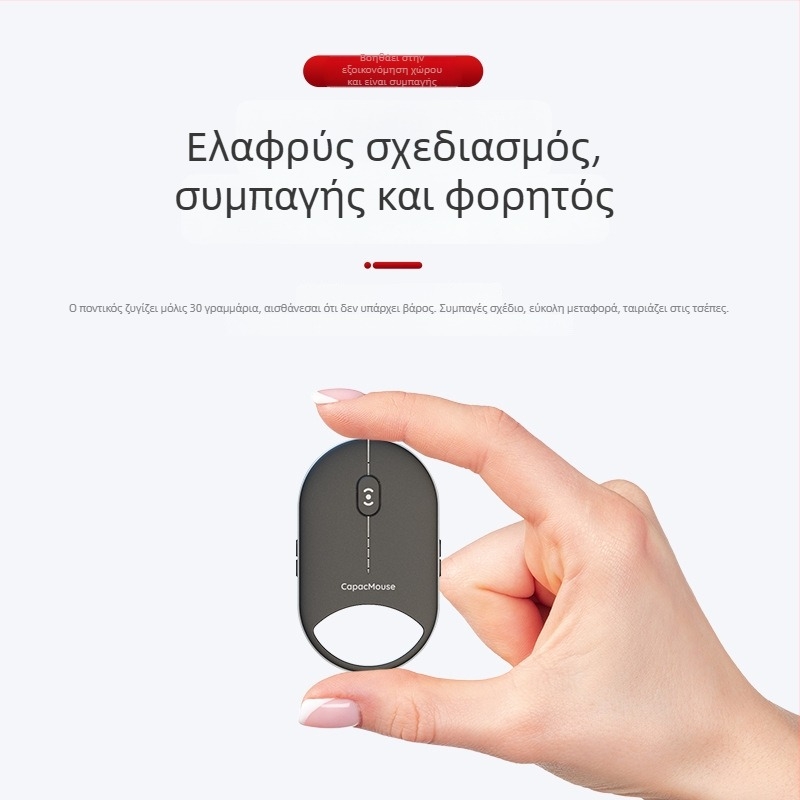 capacmouse Cap5 Ασύρματο εργονομικό μίνι ποντίκι – 4000 DPI, 7 πλήκτρα, Bluetooth και 2.4G, Plug‑and‑Play, Περιλαμβάνει καλώδιο Type‑C