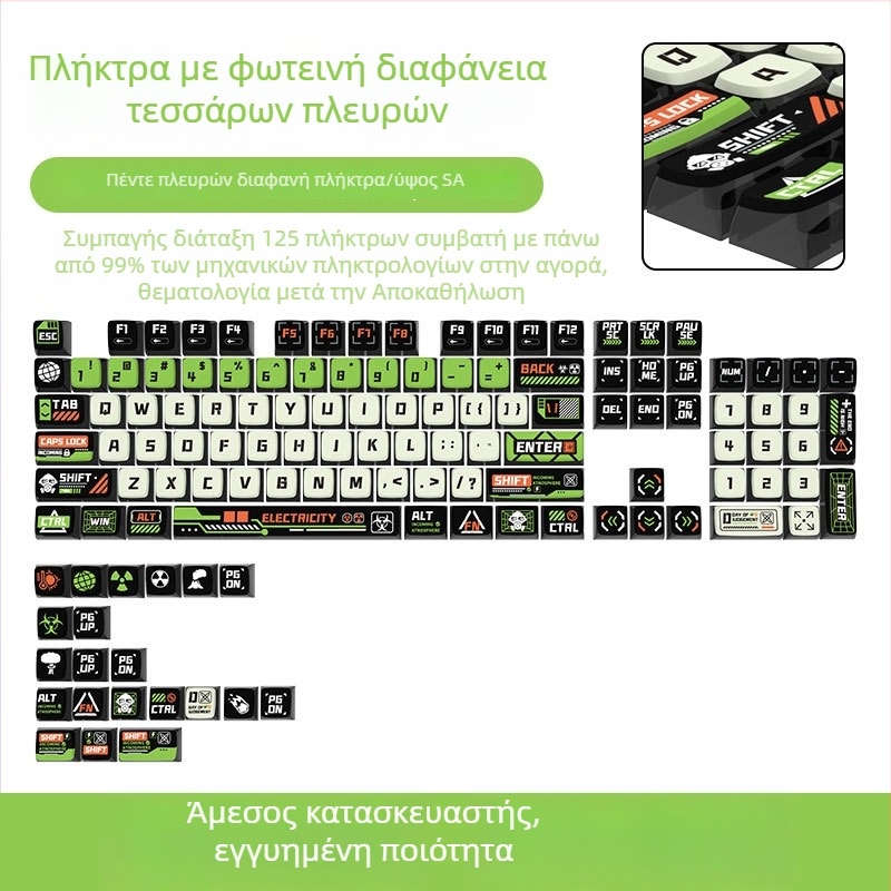 SA-profile Κάλυμμα πλήκτρου SA-profile για μηχανικό πληκτρολόγιο (Μοντέλο Mrhkbt05; PBT; Διαφανές από όλες τις πλευρές; Θερμική μεταφορά)