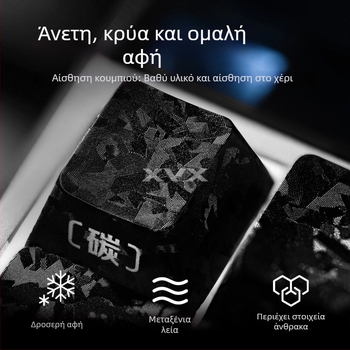 ABS καλύμματα πλήκτρων με υφή σατινέ άνθρακα, πλευρική χάραξη, αδιαφανείς, συμβατά με πληκτρολόγια 68/75/87/98/108 για Wooting Night Demon