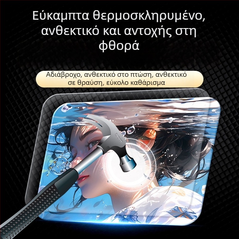 Pad ποντικιού από γυαλί με επιφάνεια micro-etched, αντιολισθητικό, εκτύπωση λογότυπου, OEM παραμετροποίηση