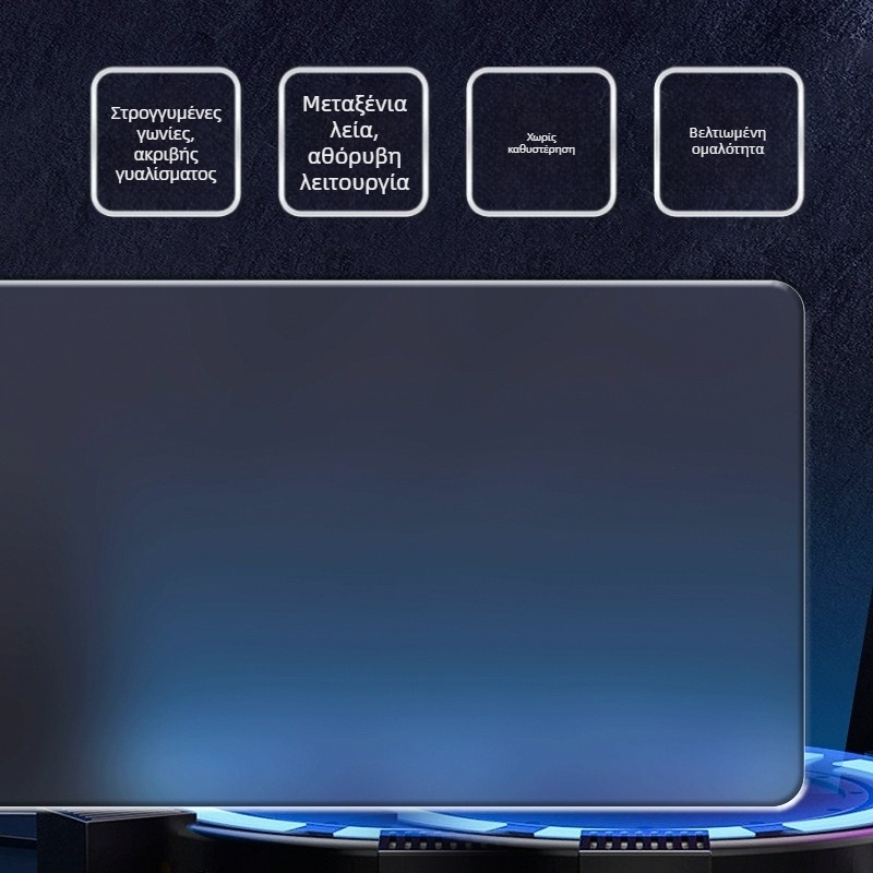 Pad ποντικιού από γυαλί με επιφάνεια micro-etched, αντιολισθητικό, εκτύπωση λογότυπου, OEM παραμετροποίηση