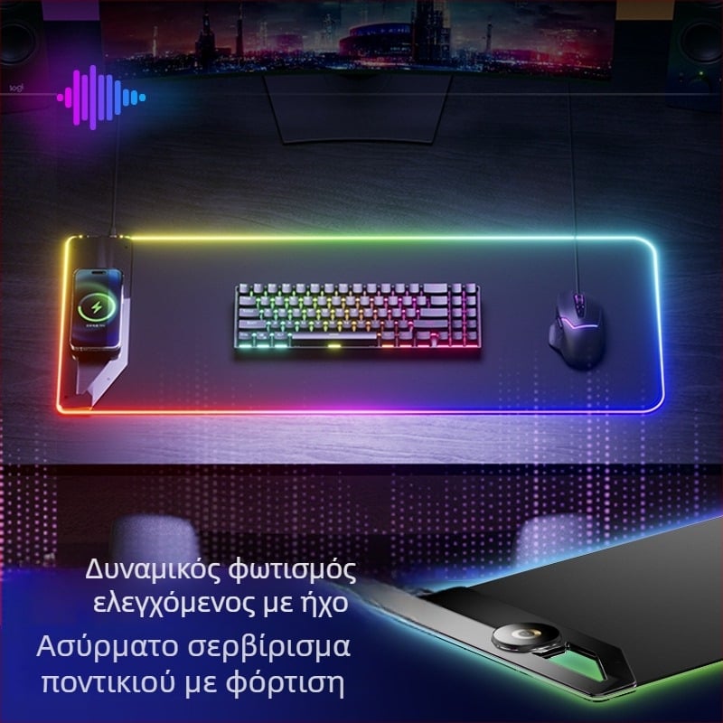 Gaming επιφάνεια για ποντίκι με φωτισμό, μοντέλο k3238, φυσικός καουτσούκ, φωτιζόμενη επιφάνεια, χύτευση με έγχυση, δυνατότητα εκτύπωσης λογότυπου.