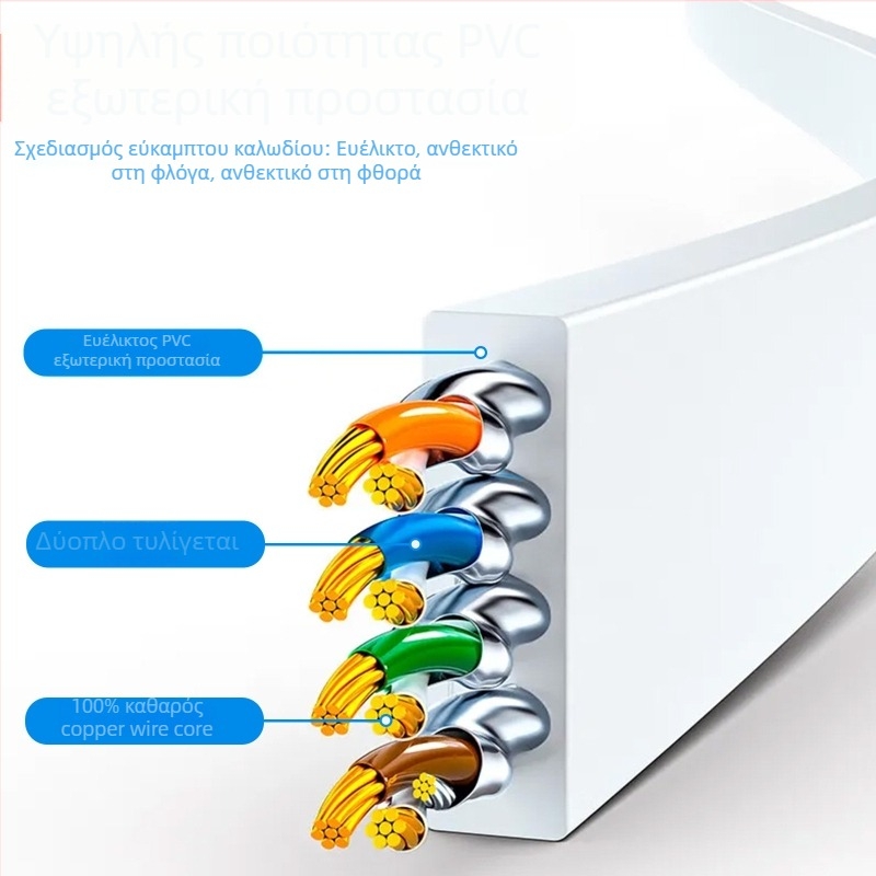 Hepuhto CAT8 RJ45 επίπεδο καλώδιο δικτύου 10Gbps καθαρός χαλκός