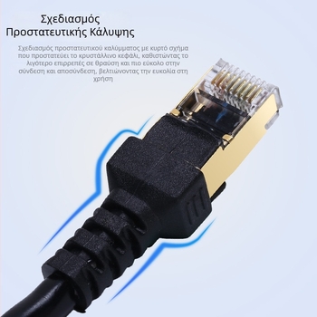 Καλώδιο Cat6 Gigabit με θωράκιση και συνδετήρα RJ45, 1000 Mbps