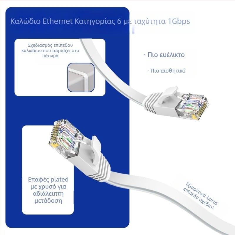 Dongshengtai Cat6 Ethernet καλώδιο επίπεδης κατασκευής - ultra-λεπτό, Gigabit ταχύτητα, διπλό ζεύγος αγωγών