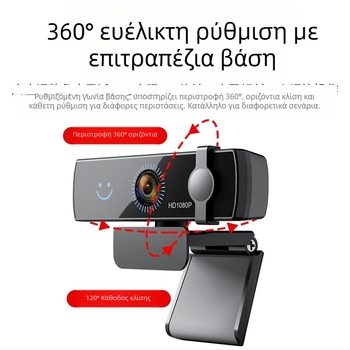 Elebest CW100 USB HD webcam με Windows Hello αναγνώριση προσώπου, αισθητήρας 2MP, 1080p60 βίντεο, USB 2.0, ενσωματωμένο μικρόφωνο, χωρίς οδηγούς, plug‑and‑play