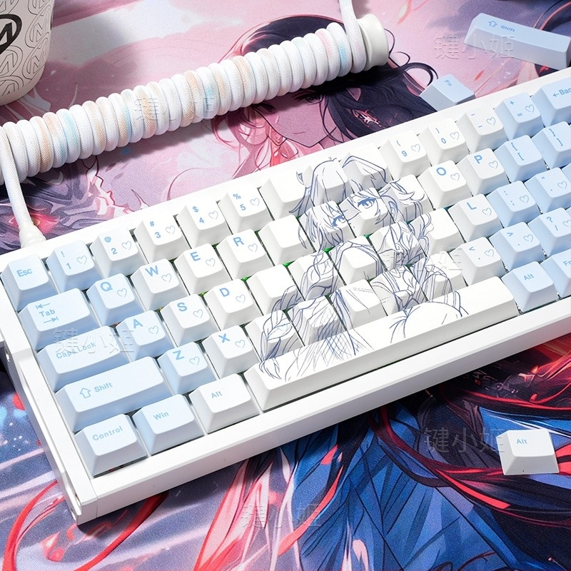 Keycaps PBT διαφανή με πλευρική χάραξη, Sublimation + UV εκτύπωση, σε συσκευασία, για μηχανικά πληκτρολόγια με μαγνητικούς διακόπτες