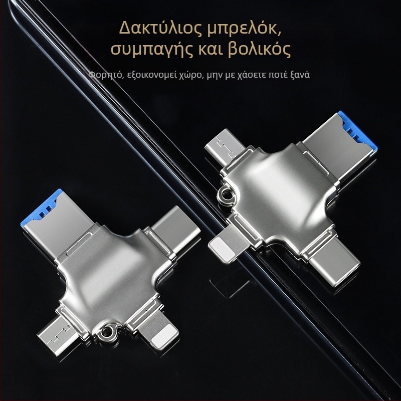 4-σε-1 Αναγνώστης Καρτών SD/TF, USB 3.0 Μνήμη USB, OTG Type-C Αντάπτορας — Μεταφορά Δεδομένων Υψηλής Ταχύτητας