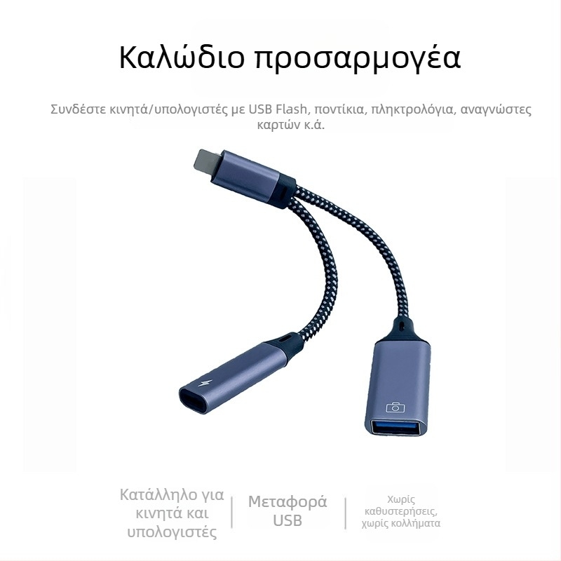 Αντάπτορας USB-C OTG 2-σε-1 για iPhone, ανάγνωση USB flash drive, μεταφορά δεδομένων και φόρτιση, καλώδιο USB 3.0