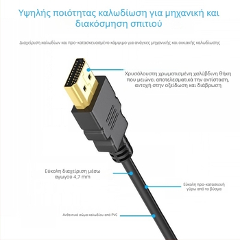 Καλώδιο Mini HDMI προς Standard HDMI για οθόνη/τηλεόραση, μήκος 5 m, χαλκός χωρίς οξείδωση, χρυσοπλατιωμένοι βύσματα, καλώδιο προσαρμογής