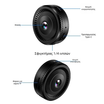 C8 συμπαγής κάμερα με 1080p βίντεο, υπέρυθρη νυχτερινή όραση, Wi-Fi, αποθήκευση σε TF κάρτα, καταγραφή βίντεο και λήψη φωτογραφιών