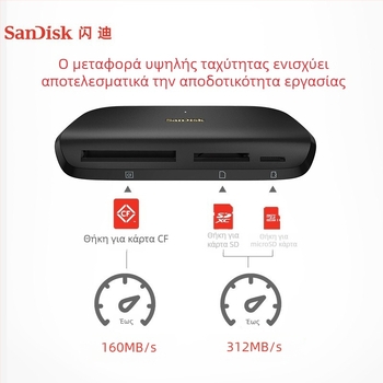 SanDisk SDDR-A631 Type-C 3-in-1 Αναγνώστης Καρτών CF/SD/TF – Εξωτερικός, USB 2.0, Συμβατός με Windows 7