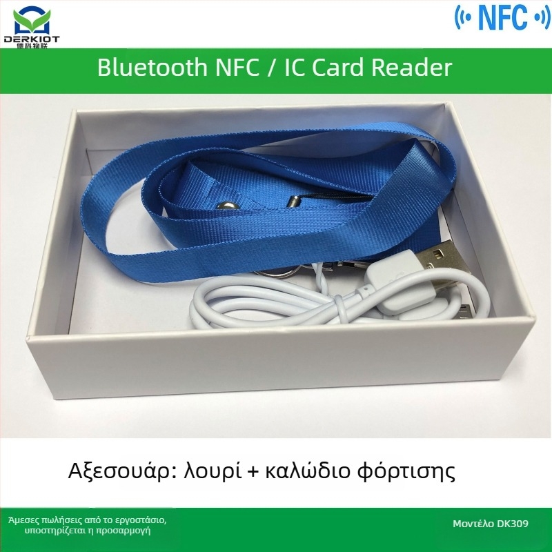 DK309 Bluetooth NFC αναγνώστης καρτών χωρίς επαφή; κατάλληλος για κάρτες υψηλής συχνότητας; εύρος ανίχνευσης 0–6; λειτουργική συχνότητα 13560; χρόνος ανάγνωσης κάρτας 0,2 s