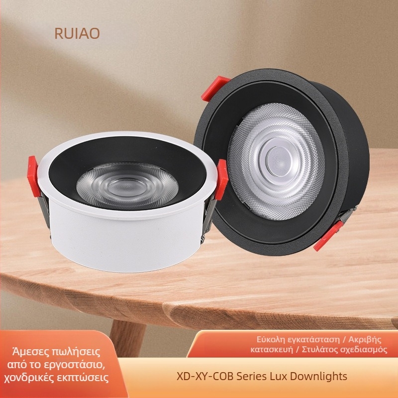 LED COB σειρά downlight με περίβλημα από χυτό αλουμίνιο, φινίρισμα με πούδρα, μοντέλα COB-55/65/75/95, συμβατή πηγή φωτισμού τύπος 020
