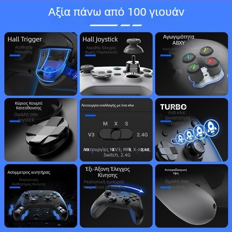 Ασύρματος ελεγκτής παιχνιδιών με Type-C διεπαφή για PC (Διεπαφή: Type-C; Συνδεσιμότητα: Ασύρματη; Στόχος: PC; Κατηγορία: Επίπεδο εισόδου)