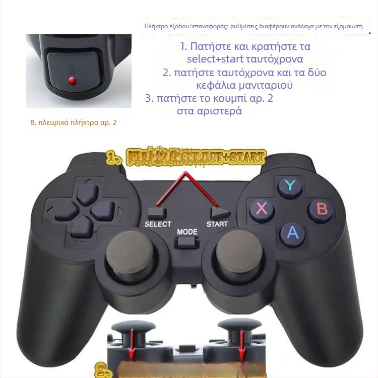 Νοσταλγική κονσόλα παιχνιδιών με 64GB μνήμη, 2 ασύρματα χειριστήρια, ασύρματη σύνδεση USB, απλή έκδοση λειτουργικού, γραφικά HD