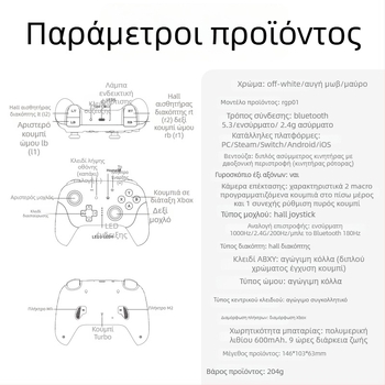 AMPOWN RGP01 gamepad — Ασύρματος ελεγκτής πολλαπλών πλατφορμών με Bluetooth 5.3/2.4G, USB, δόνηση και RGB φωτισμό