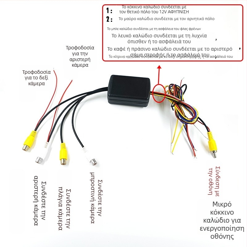 Κιβώτιο πρωτοκόλλου κάμερας αυτοκινήτου με 360° πανοραμικό πεδίο, μετατροπή διπλής/τετραπλής εικόνας βίντεο, εναλλαγή τυφλών ζωνών, 12V τροφοδοσία, AV βίντεο, ρυθμιζόμενο ABS περίβλημα