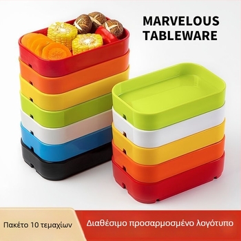 Ορθογώνιο πλαστικό πιάτο για θαλασσινά, για χρήση σε hot pot και BBQ – φινίρισμα με γλάσο κάτω από την επιφάνεια, σύγχρονος μινιμαλισμός