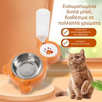 Αυτόματο διπλό μπολ για γάτες – πλαστικό, μάρκα Le Teng