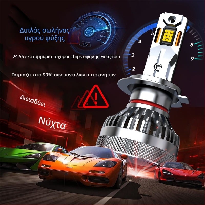 Φανοί LED αυτοκινήτου, συμβατά με H1/H7/H4/H11 9005/9012 - 85W, 12V, διάρκεια ζωής 6000h