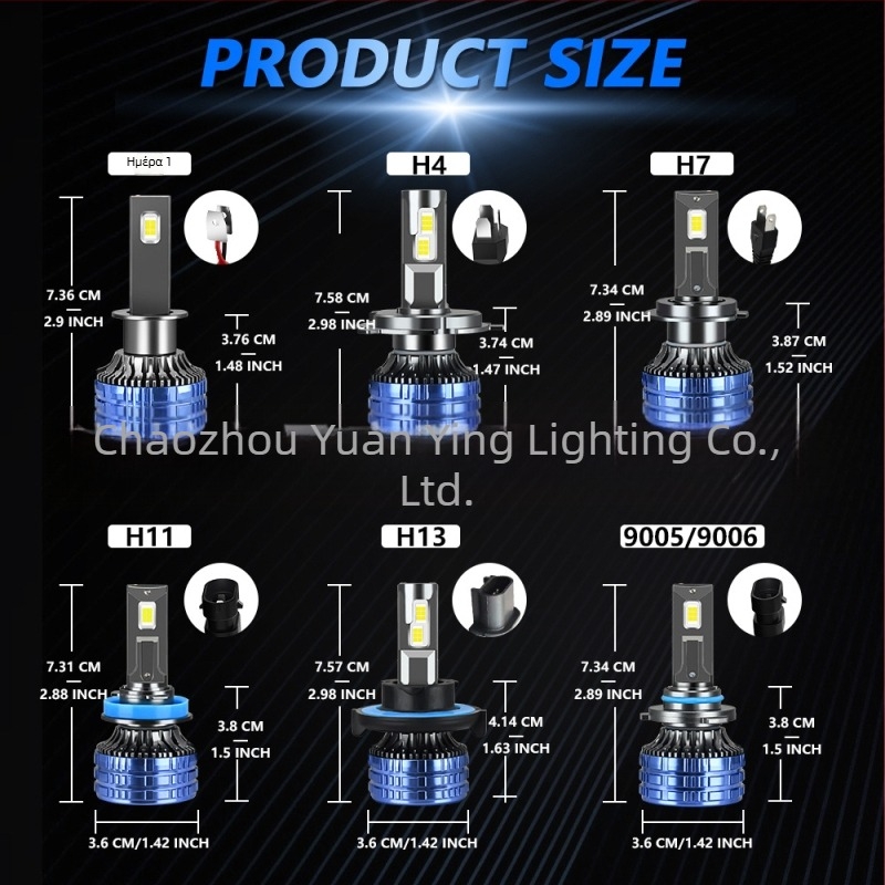 LED προβολители αυτοκινήτου – σώμα από αλουμίνιο αεροπορίας, LED 60W, ανακλαστικό κύπελλο, γενική συμβατότητα