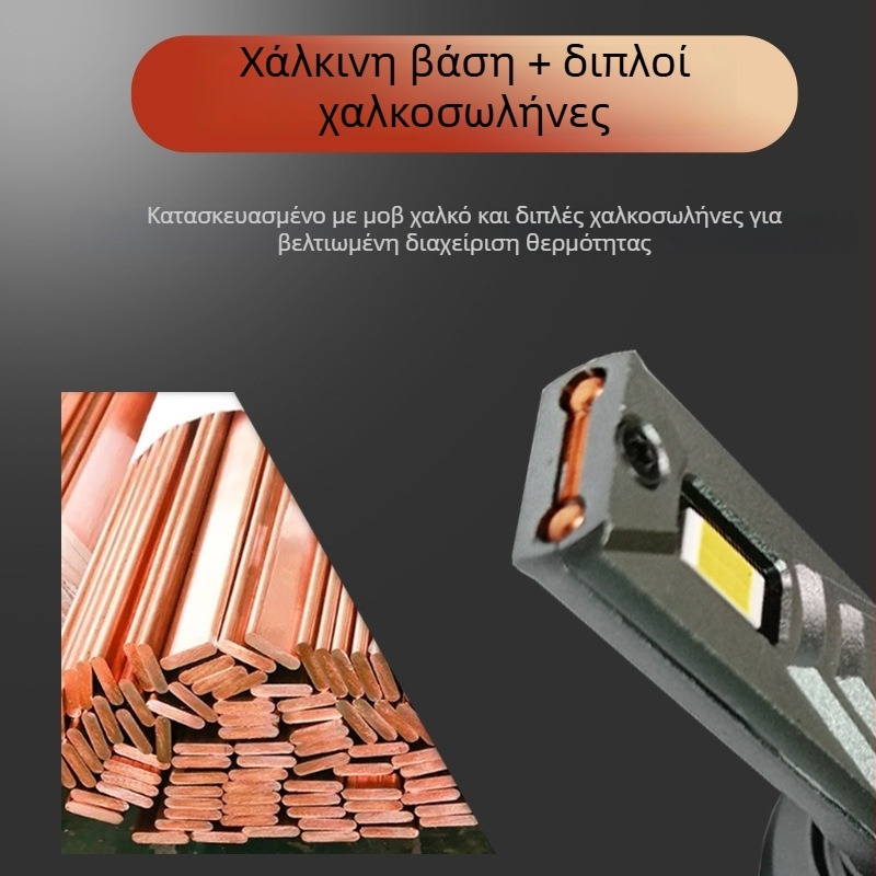 LED προβολέας αυτοκινήτου, υψηλής ισχύος 200W, 9-36V, με μια χαλκοσωλή, συμβατό με H1/H7/H9/H4/9012/9006/9005