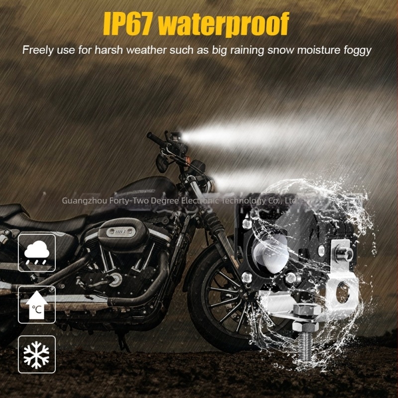 M1 προβολέας μοτοσικλέτας LED, περίβλημα από αλουμίνιο αεροπορίας, ορθογώνιος φακός, ανακλαστικό κύπελλο