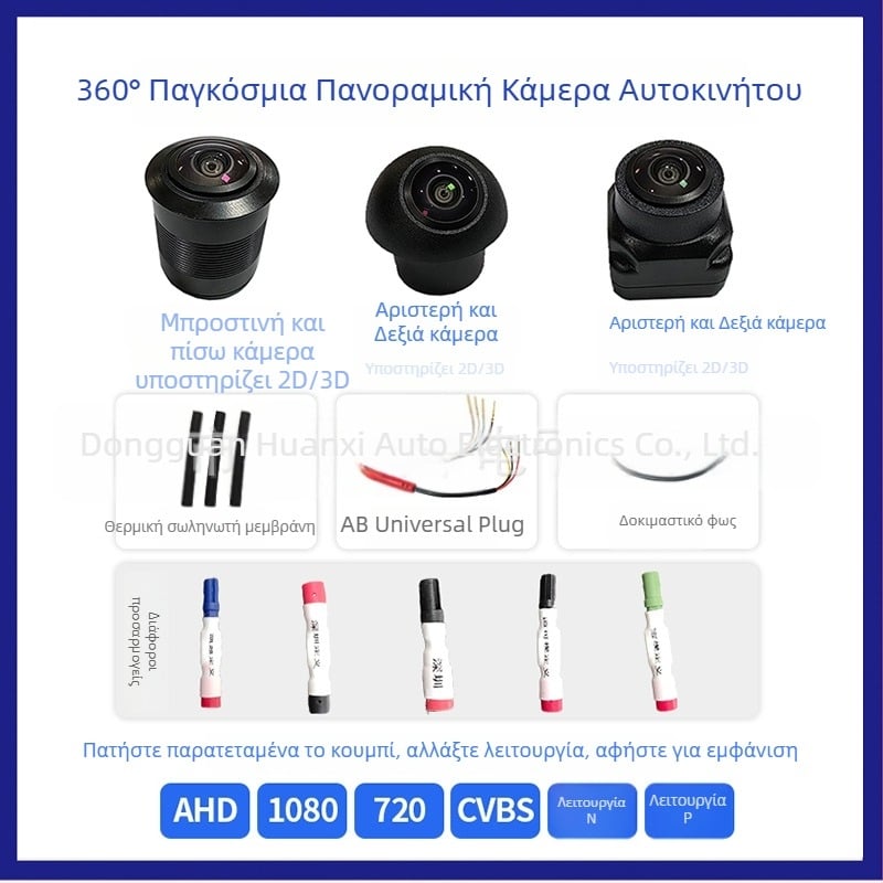 Οικουμενική 360° πανοραμική κάμερα – ρυθμιζόμενη γωνία 210°, ανάλυση 1920×1080, παροχή 5V, σήματα βίντεο AHD720P/AHD1080P/CVBS-NTSC/CVBS-PAL/TVI1080P/TVI72