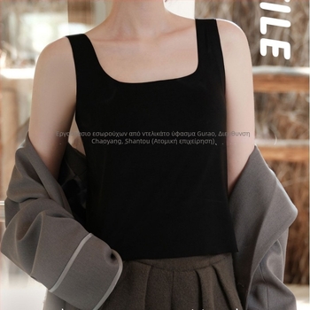 Θερμικό γιλέκο για γυναίκες με μείξη σπάντεξ, τετράγωνο λαιμό, μονοστρωματικό, βελούδινο φινίρισμα, διατηρεί τη θερμότητα