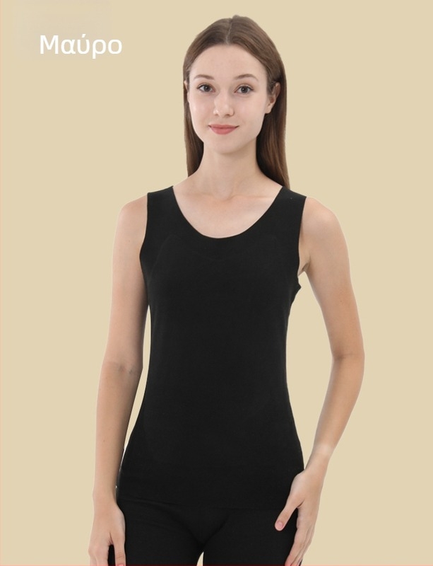 Γυναικείο θερμικό γιλέκο από ύφασμα μαλλί-μετάξι, με φλίς επένδυση, τριών στρώσεων, V-λαιμόκοψη