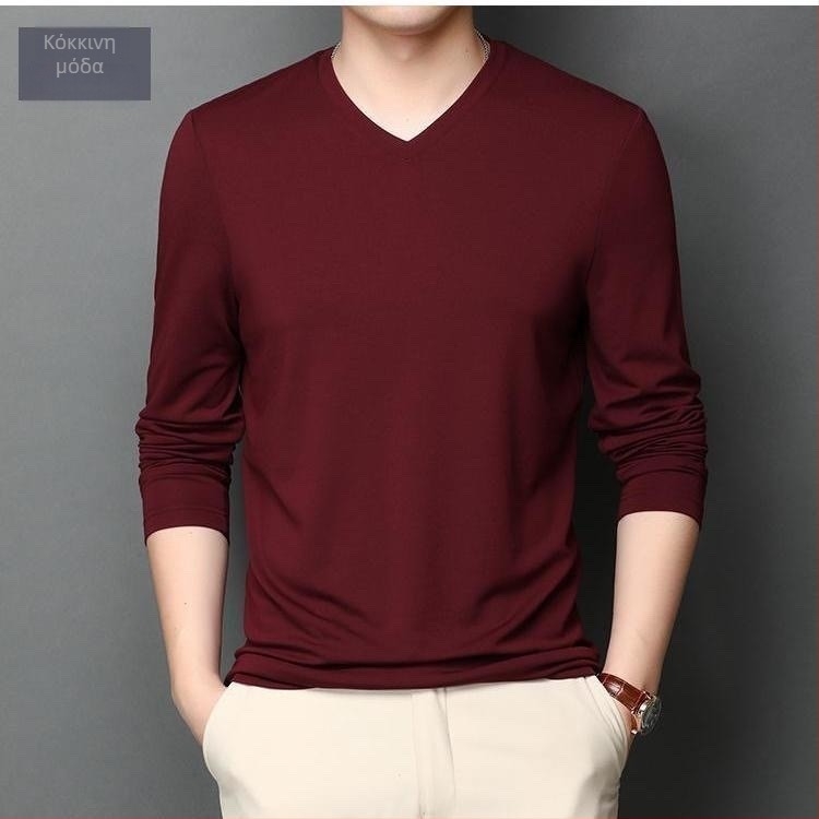 Ανδρικό μακρυμάνικο T-shirt βάσης από μείγμα βαμβακιού, στρογγυλός λαιμός, χωρίς κουκούλα, βάρος 180–250 g