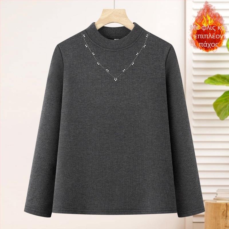 Θερμική μπλούζα βάσης με επένδυση φλίς, μακριά μανίκια, ημιψηλός λαιμός, ύφασμα πολυεστέρα πάνω από 95%, κομψό καθημερινό στιλ μετακίνησης