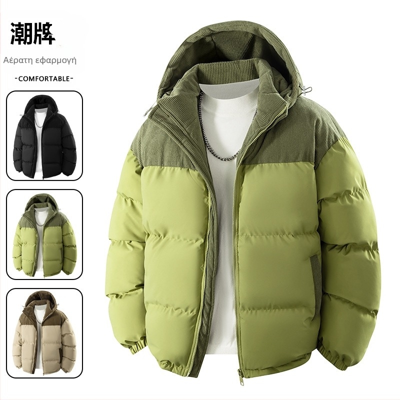 Ανδρικό μπουφάν με κουκούλα και φερμουάρ, σε στυλ καρντίγκαν, φαρδιά γραμμή, μόνωση για τον χειμώνα