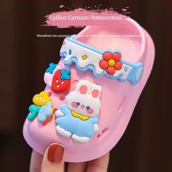 Παιδικά σανδάλια Crocs-style, αναπνεύσιμη πάνω με PVC, κλειστό δάχτυλο, για κορίτσια 1–6 ετών, κατάλληλα για εσωτερική/εξωτερική χρήση