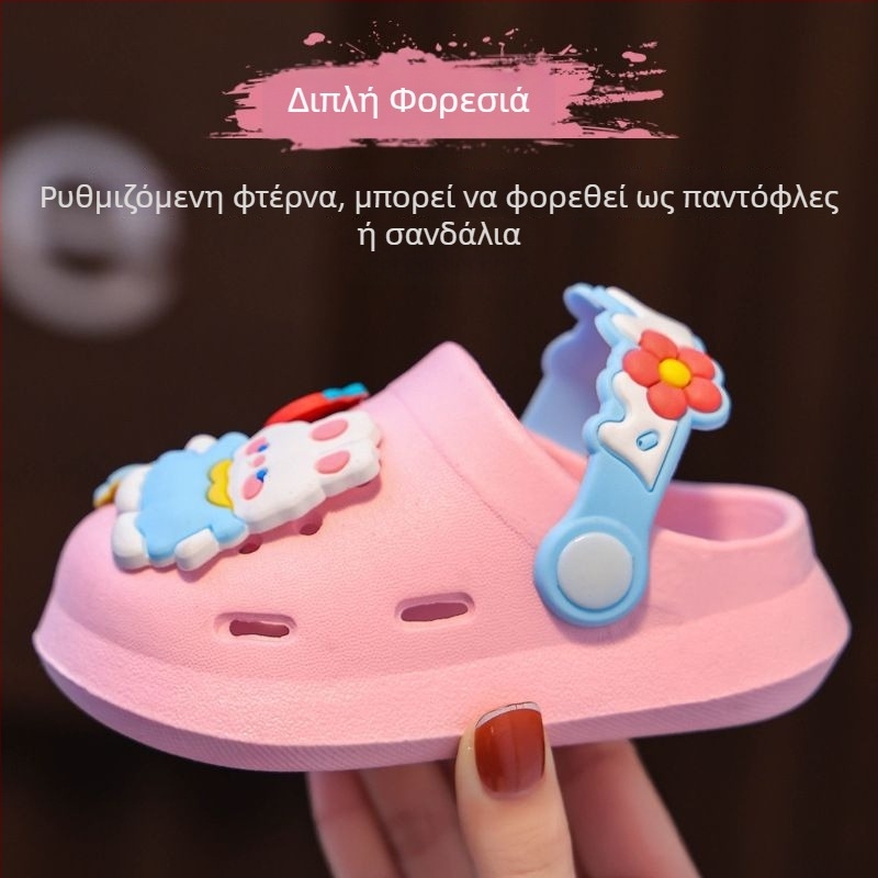 Παιδικά σανδάλια Crocs-style, αναπνεύσιμη πάνω με PVC, κλειστό δάχτυλο, για κορίτσια 1–6 ετών, κατάλληλα για εσωτερική/εξωτερική χρήση