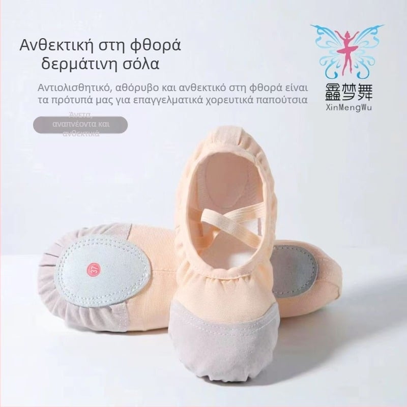 Παιδικά παπούτια χορού για μπαλέτο, μοντέρνους και λατινικούς χορούς — unisex, μαλακή σόλα, αναπνέοντα, ελαφριά (άνω μέρος: καμβάς, βαμβάκι; σόλα: βαμβακερός καμβάς; πάχος: μεσαίο)