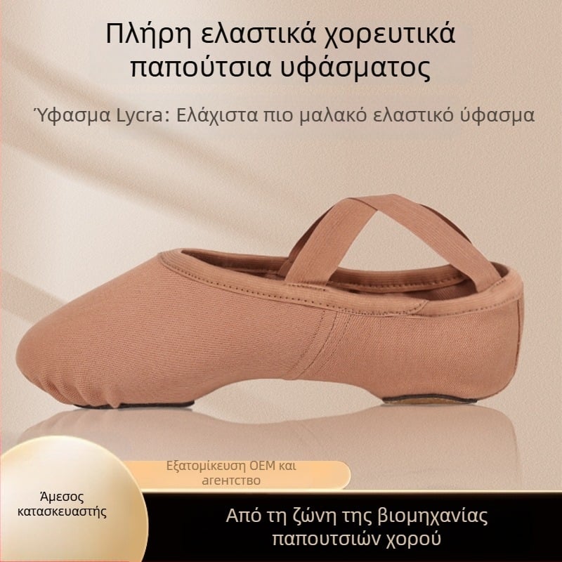 Unisex χορευτικά παπούτσια για μπαλέτο και μοντέρνο χορό, δερμάτινη σόλα, αναπνεύσιμα και ελαφριά, πάνω μέρος από Lycra ελαστικό ύφασμα