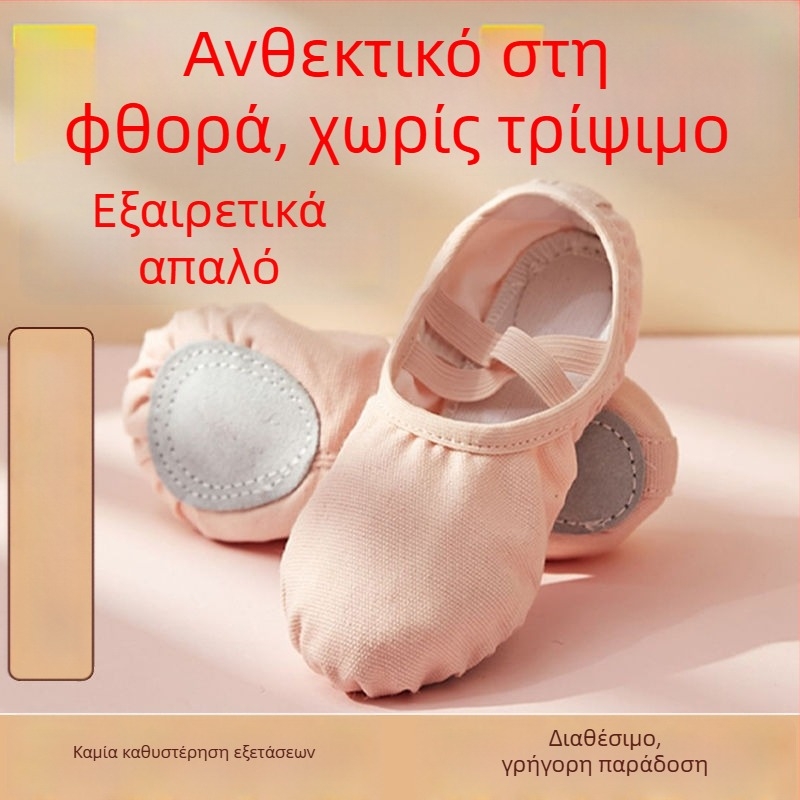 Παιδικά παπούτσια χορού με μαλακή σόλα, χωρίς κορδόνια, σχέδιο γατόπατων για μπαλέτο και κινεζικό χορό