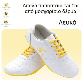 Unisex εσωτερικά παπούτσια προπόνησης μαχητικών τεχνών — γνήσιο δέρμα επάνω, διαπνέον ύφασμα από δίχτυ, χαμηλός άνω, καουτσούκ σόλα, αντιολισθητικά