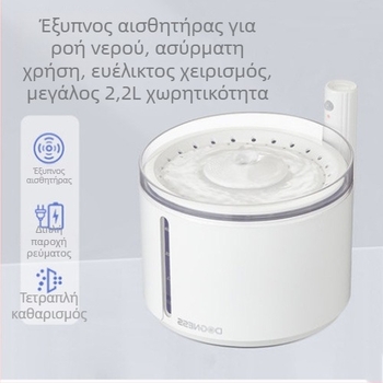 Δοχείο πόσιμου νερού κατοικίδιων με κυκλοφορούμενο νερό — αυτόματο, κατάλληλο για γάτες και σκύλους, αποσπώμενο δοχείο, 0,55 kg, χωρίς υποστήριξη εφαρμογής