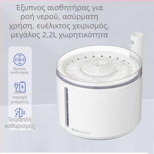 Δοχείο πόσιμου νερού κατοικίδιων με κυκλοφορούμενο νερό — αυτόματο, κατάλληλο για γάτες και σκύλους, αποσπώμενο δοχείο, 0,55 kg, χωρίς υποστήριξη εφαρμογής