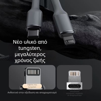 Καλώδιο φόρτισης iPhone πλεκτό με ντένιμ – Lightning & USB-C, PD γρήγορη φόρτιση, μέγ. 27W