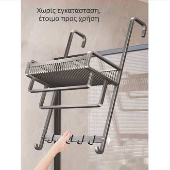 Αλουμινένιος ράφι μπάνιου για πετσέτες χωρίς οπές, τριών επιπέδων, επίστρωση σπρέι πλαστικό, μεταφορική ικανότητα 20 κιλά