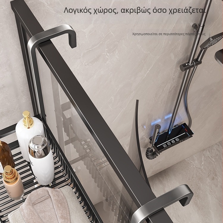 Αλουμινένιος ράφι μπάνιου για πετσέτες χωρίς οπές, τριών επιπέδων, επίστρωση σπρέι πλαστικό, μεταφορική ικανότητα 20 κιλά