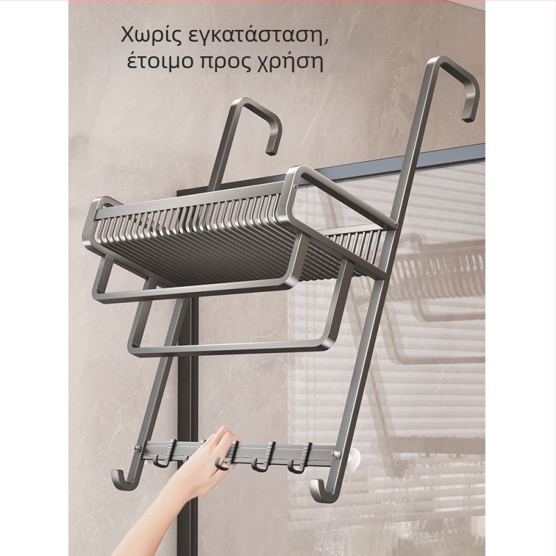 Αλουμινένιος ράφι μπάνιου για πετσέτες χωρίς οπές, τριών επιπέδων, επίστρωση σπρέι πλαστικό, μεταφορική ικανότητα 20 κιλά